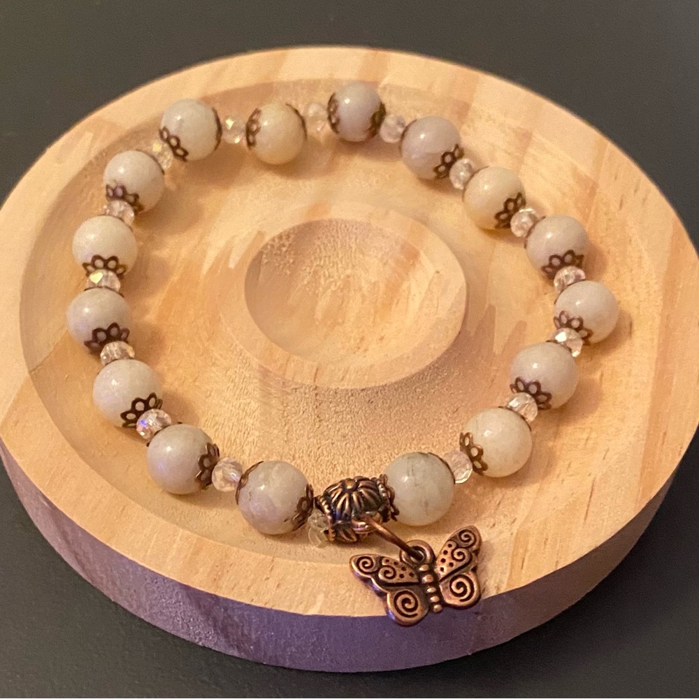 NEW Jade & Copper butterfly charm bracelet